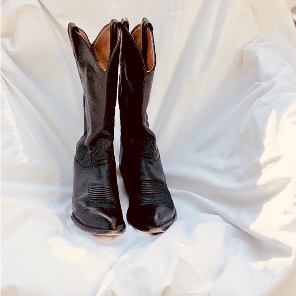 Vintage Tony Lama Black Cowboy/work boots Sz 9B Style #6158 Reg# 404910047 - Picture 7 of 16